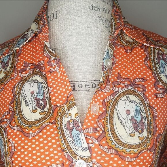 60s retro funky print blouse - Picture 6 of 11